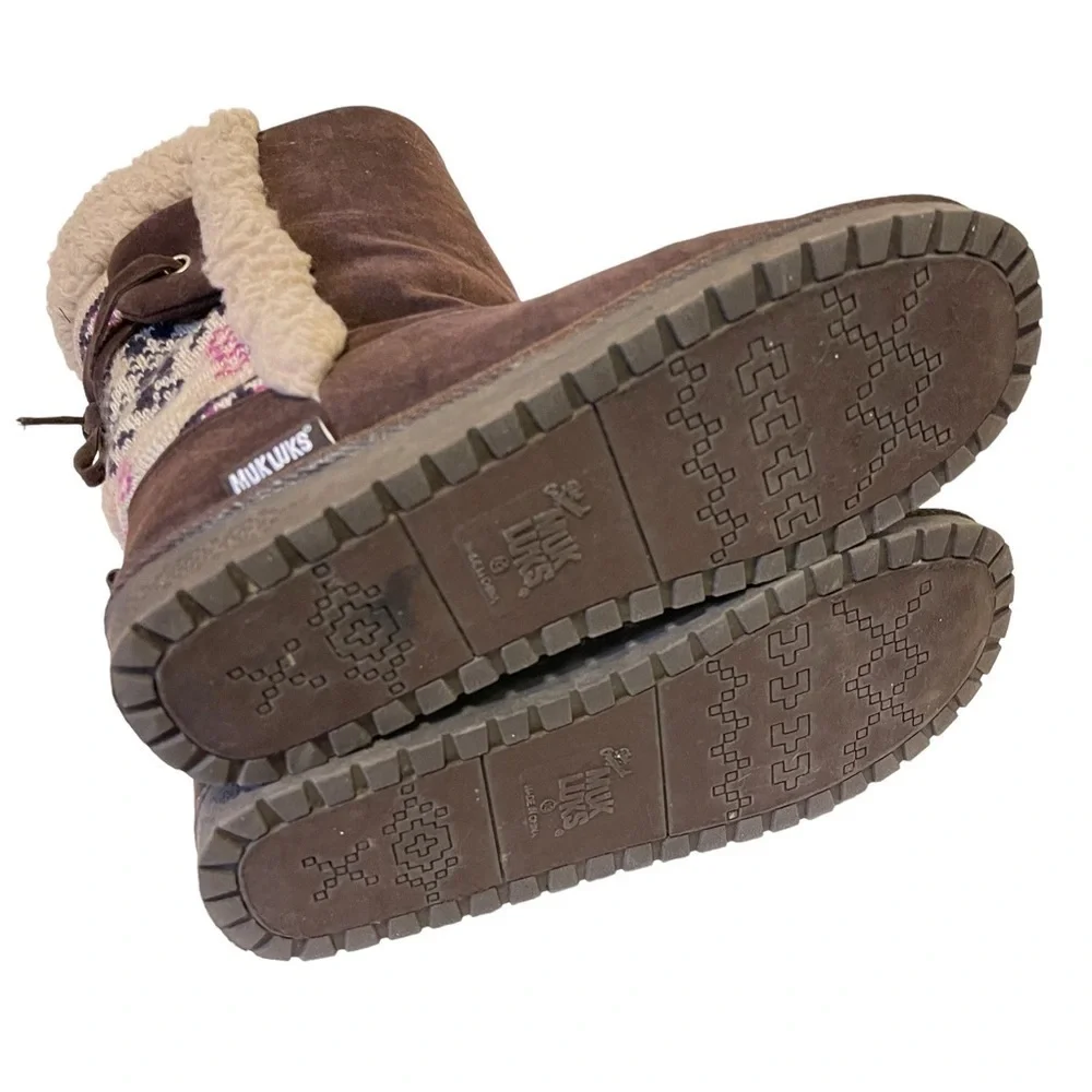 Women’s Brown Suede MUK LUKS Winter Boots - Picture 6 of 7